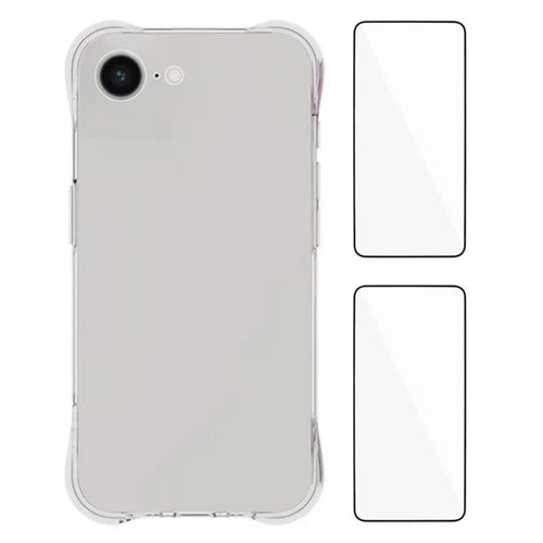 WANLONFENG WL2 Series for iPhone 17e / 16e Case 2.0mm TPU Phone Cover with 2Pcs Tempered Glass Films - 1
