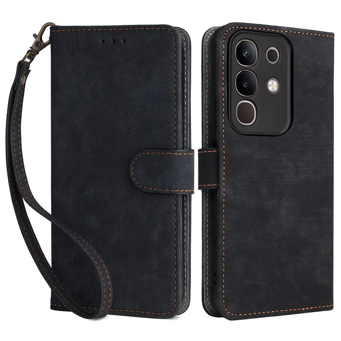 For vivo Y29 4G / T4x 5G Case Wallet RFID Blocking PU Leather Cover Viewing Stand - Black - 1