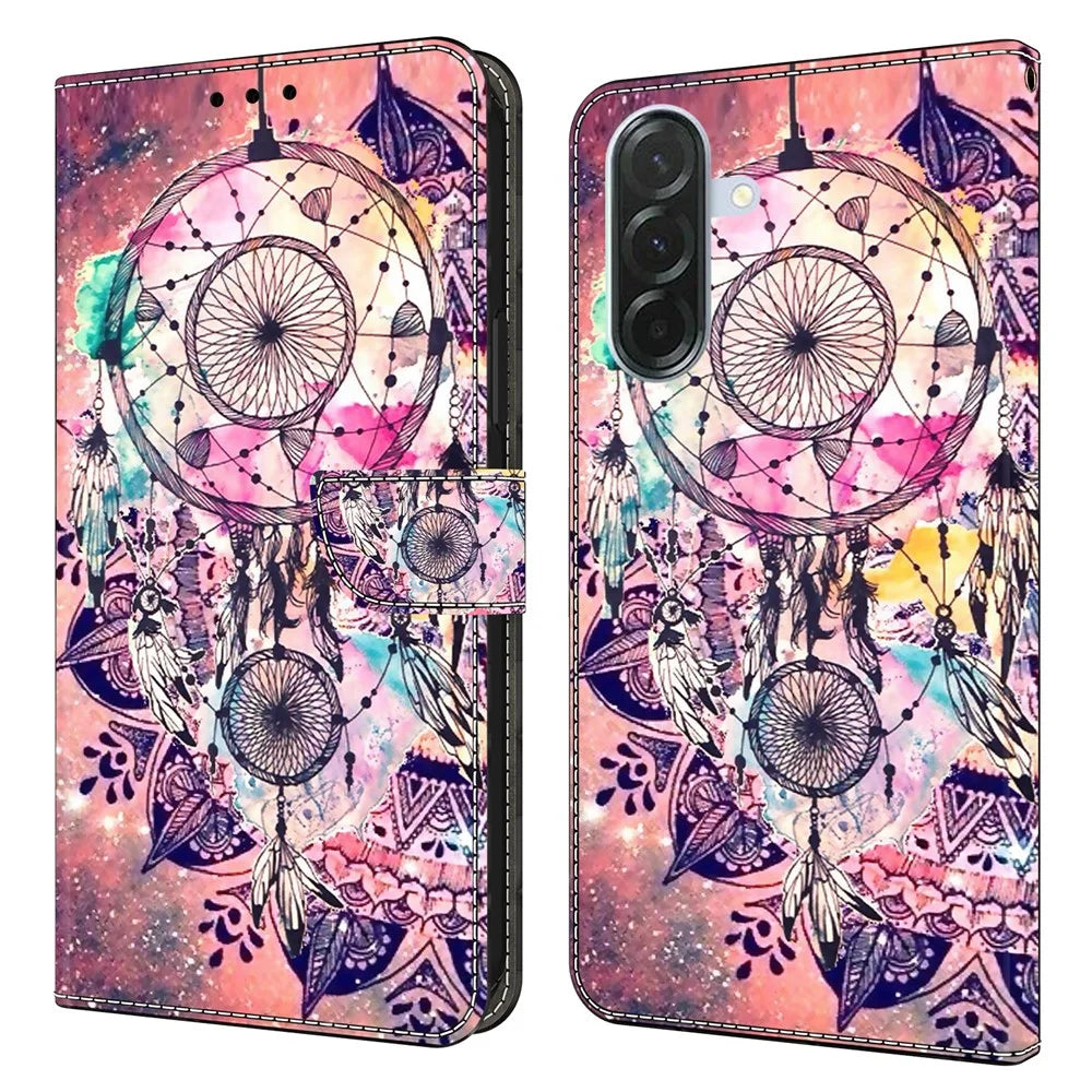 For Samsung Galaxy A16 5G / A16 4G Wallet Case Pattern Printing Stand Leather Flip Phone Cover - Wind Chime - 1