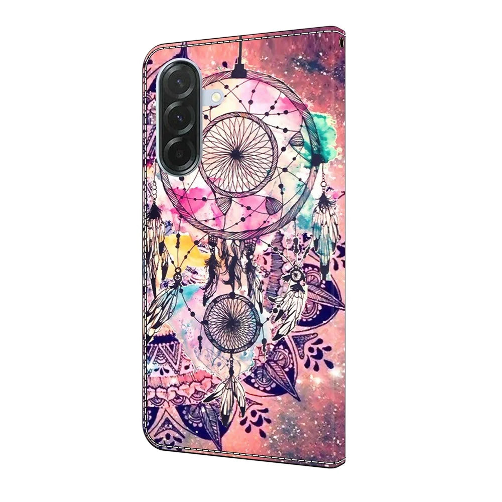 For Samsung Galaxy A16 5G / A16 4G Wallet Case Pattern Printing Stand Leather Flip Phone Cover - Wind Chime - 5