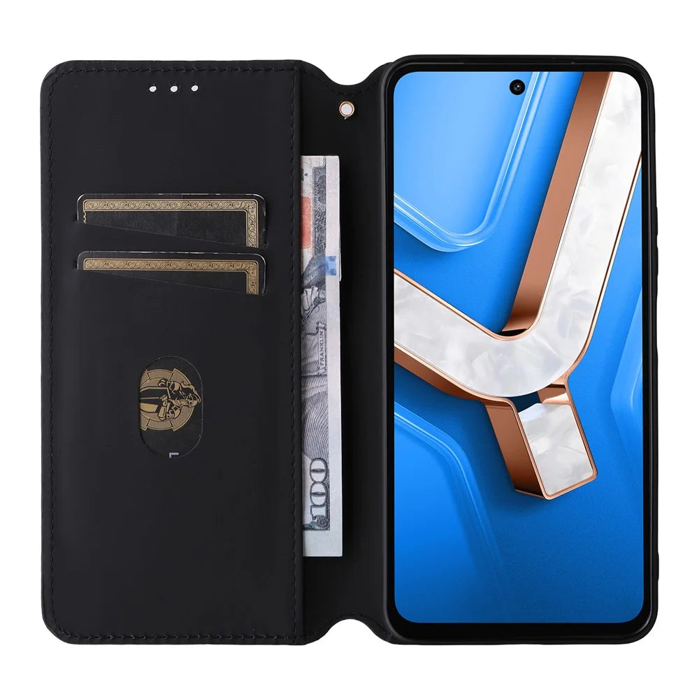 For vivo Y29 4G / T4x 5G Case Wallet Rhombus Imprinted Leather Phone Cover - Silver - 2