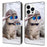 For iPhone 16 Pro Wallet Case Pattern Printing Stand Leather Flip Phone Cover - Hat Cat - 1