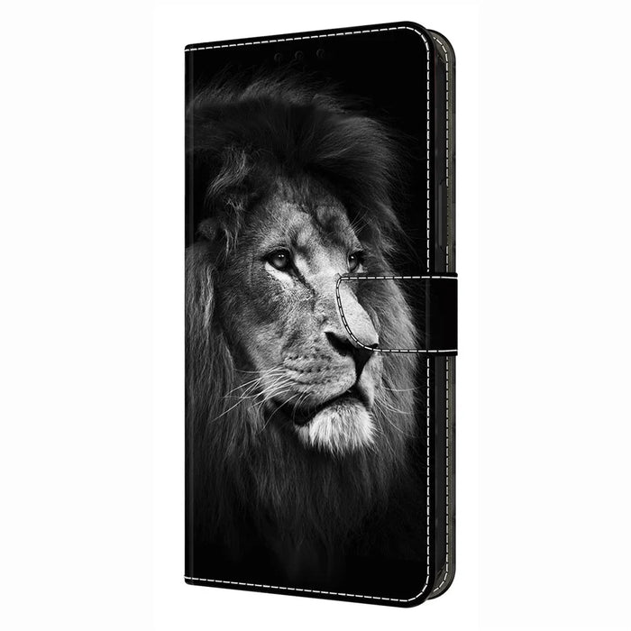 For iPhone 16 Pro Max Wallet Case Pattern Printing Stand Leather Flip Phone Cover - Lion - 5