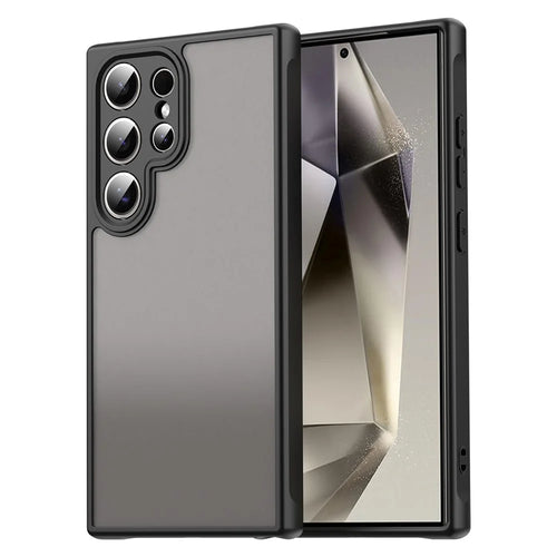 For Samsung Galaxy S24 Ultra Case Drop Proof Airbags Frosted Translucent PC + TPU Phone Back Cover - Black - 1
