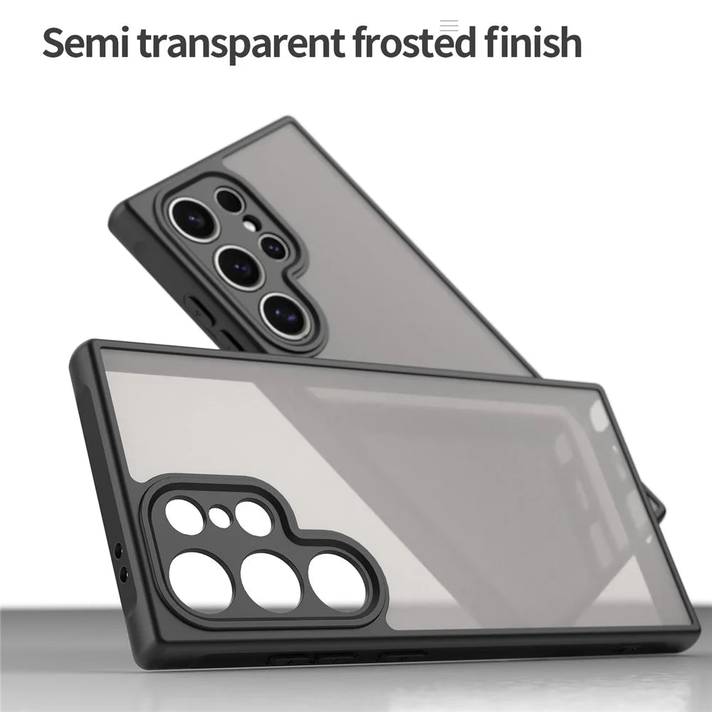 For Samsung Galaxy S24 Ultra Case Drop Proof Airbags Frosted Translucent PC + TPU Phone Back Cover - Black - 6