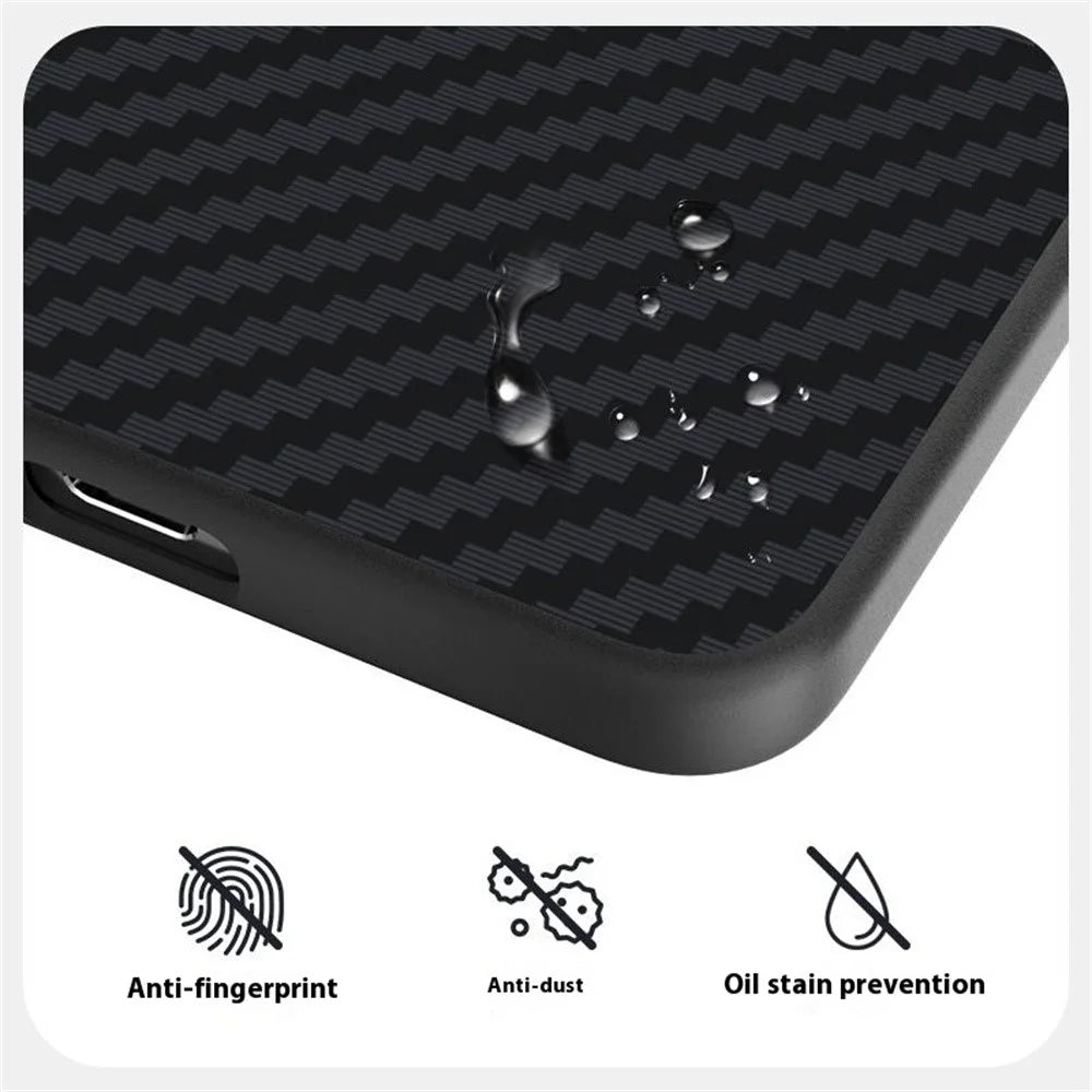 ABEEL For Samsung Galaxy S25 Edge Magnetic Case Carbon Fiber Texture Back Cover - Black - 5