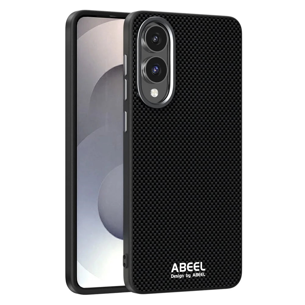 ABEEL For Samsung Galaxy S25 Edge Magnetic Case Printed PC TPU Aluminum Alloy Leather Phone Cover - Black - 1