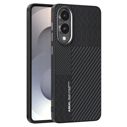 ABEEL For Samsung Galaxy S25 Edge Magnetic Case PC + TPU + Aluminum Alloy + PU Leather Slim Phone Back Cover - Texture 3 - 1