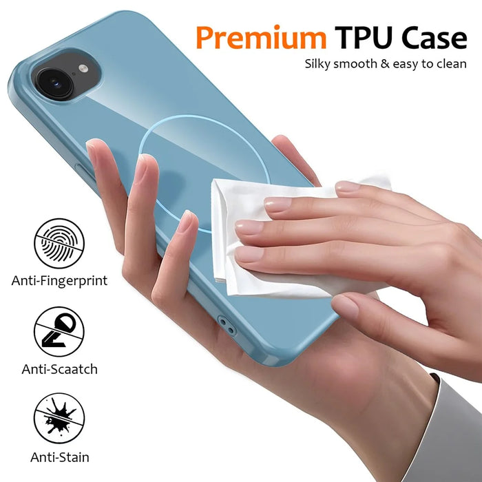 For iPhone 17e / 16e Magnetic Case Compatible with MagSafe TPU Phone Back Cover with Lanyard - Blue - 6