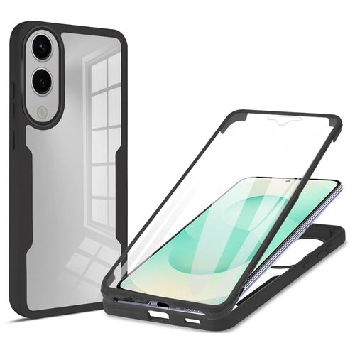 For Samsung Galaxy S25 Edge Case Acrylic + TPU Clear Phone Cover with PET Screen Film - Black - 1