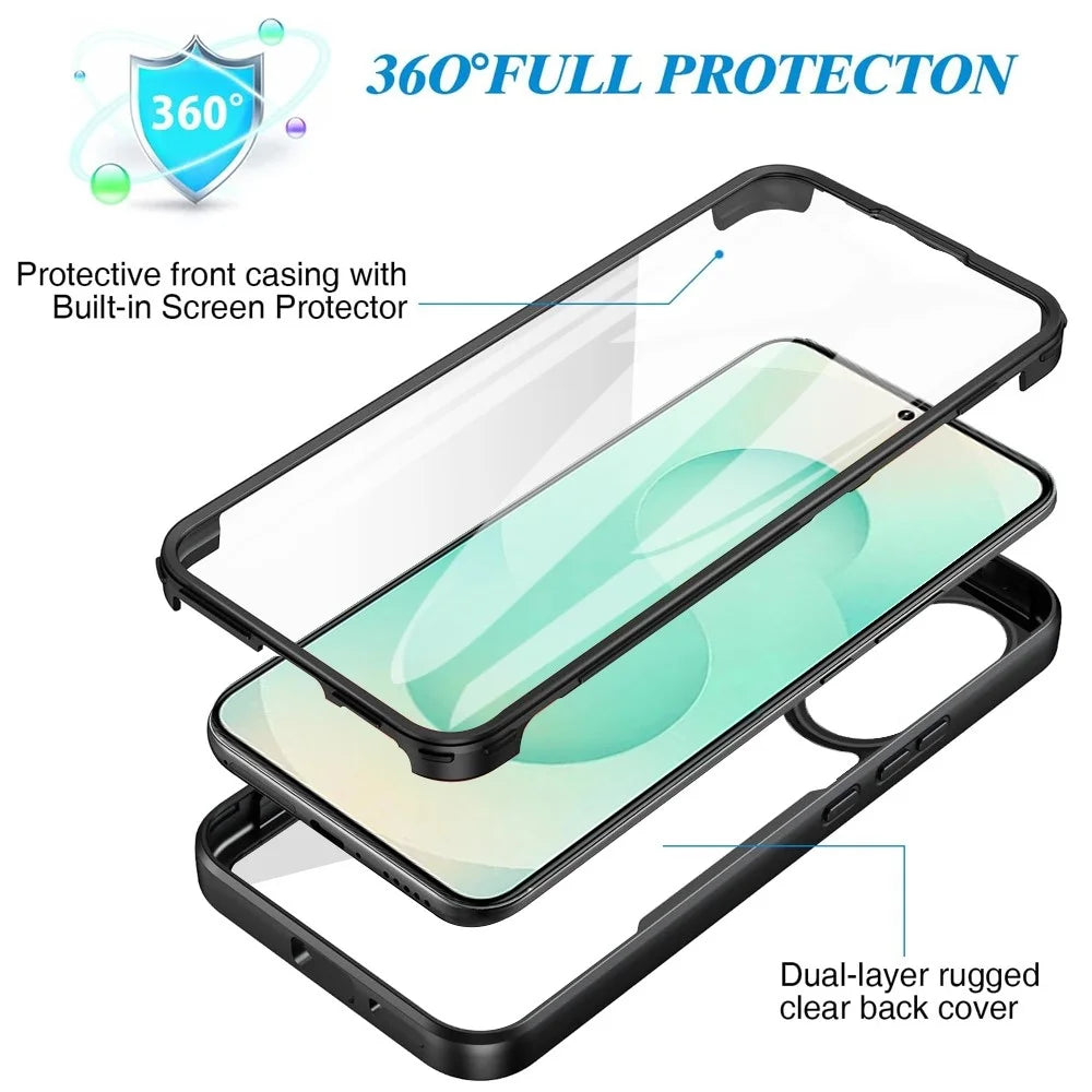 For Samsung Galaxy S25 Edge Case Acrylic + TPU Clear Phone Cover with PET Screen Film - Black - 2