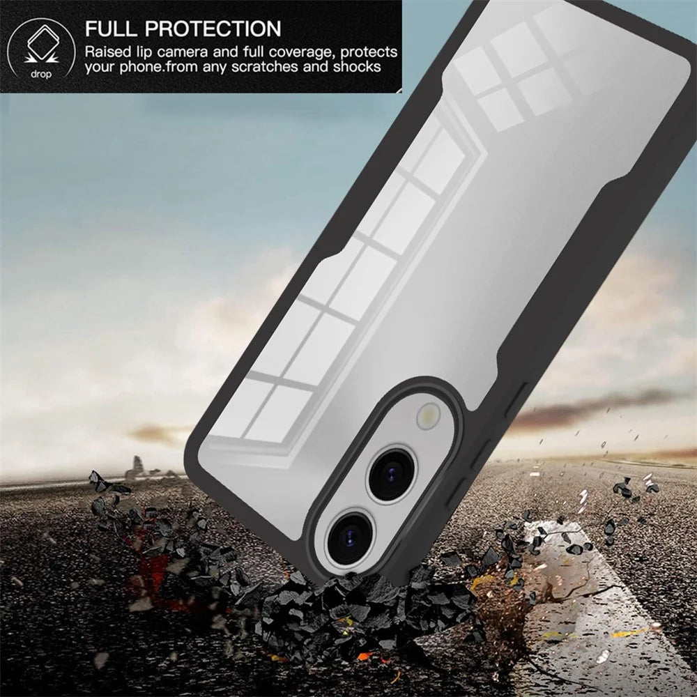 For Samsung Galaxy S25 Edge Case Acrylic + TPU Clear Phone Cover with PET Screen Film - Black - 3