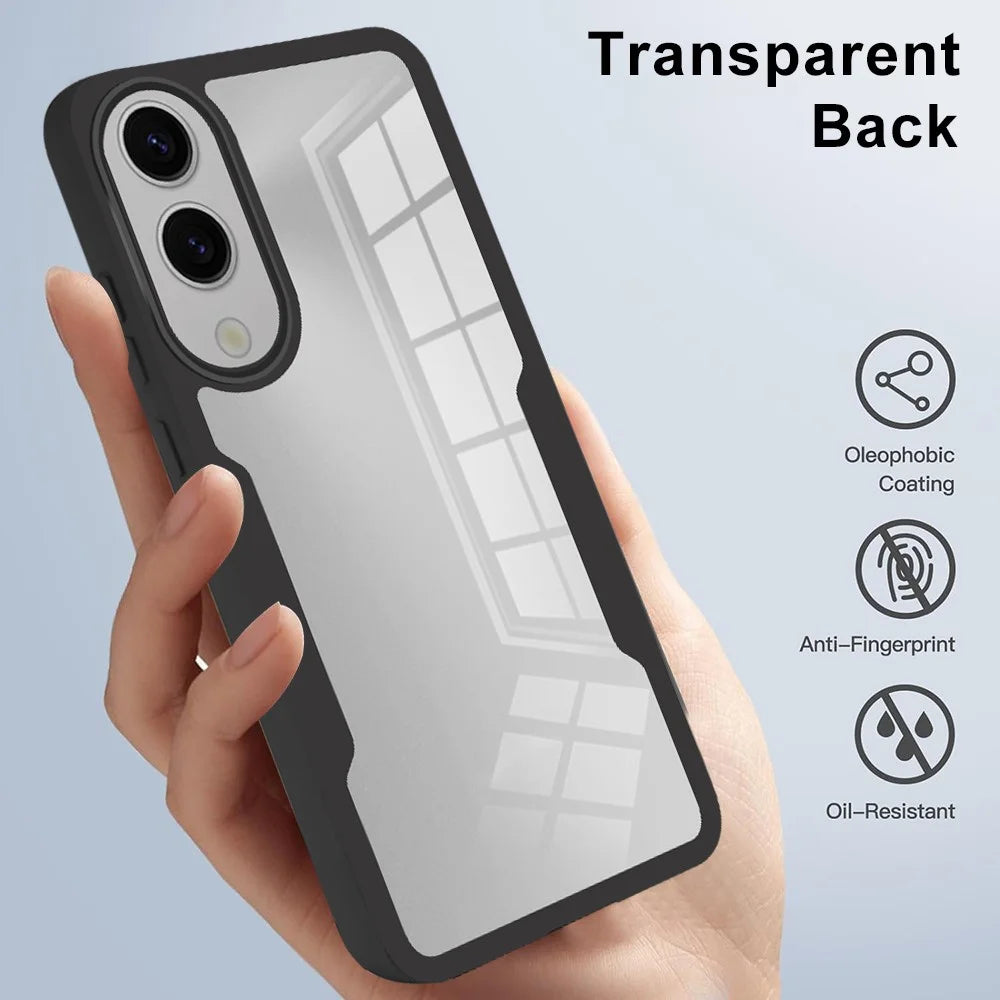 For Samsung Galaxy S25 Edge Case Acrylic + TPU Clear Phone Cover with PET Screen Film - Black - 5