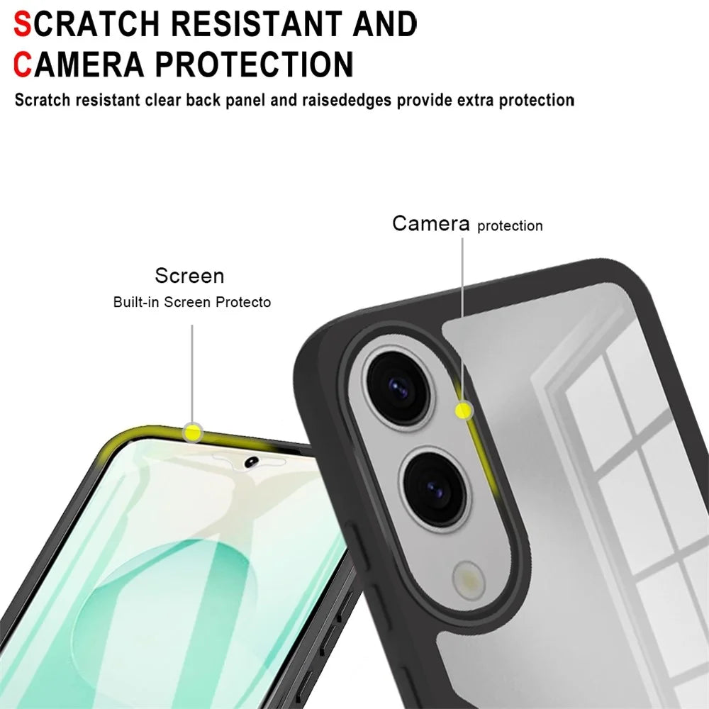 For Samsung Galaxy S25 Edge Case Acrylic + TPU Clear Phone Cover with PET Screen Film - Black - 6