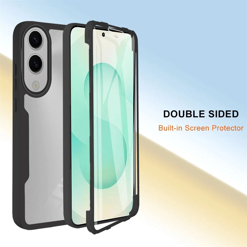 For Samsung Galaxy S25 Edge Case Acrylic + TPU Clear Phone Cover with PET Screen Film - Black - 7