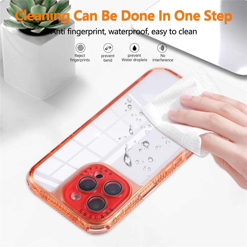 For iPhone 16 Pro Case Clear Colorful Frame Drop-Proof TPU + PC Phone Back Cover with Lens Film - Red - 5
