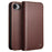 QIALINO For iPhone 17e / 16e Wallet Case Stand Genuine Cow Leather Flip Phone Cover - Brown - 1