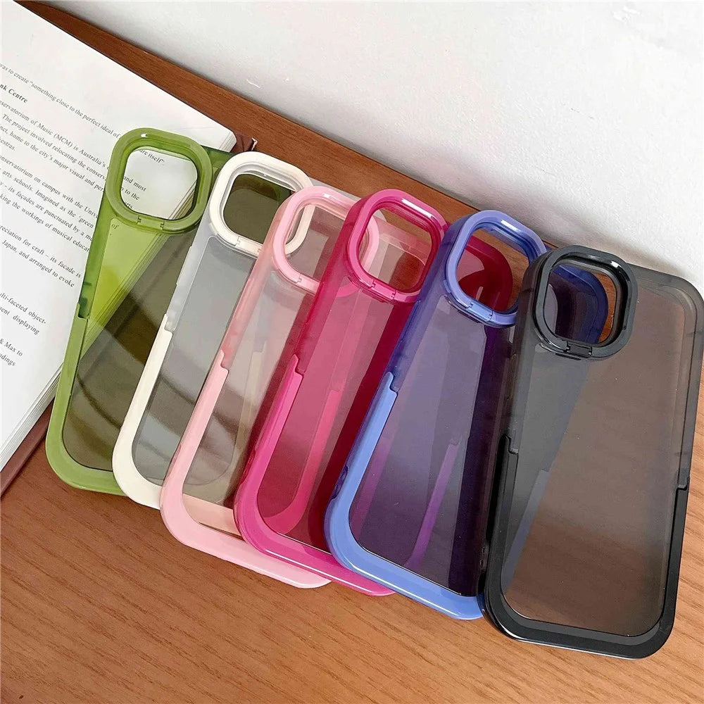Cell Phone Cover for iPhone 14, Anti-shock Kickstand Rear Camera Ring Phone Protective Back Case - Blue - 7