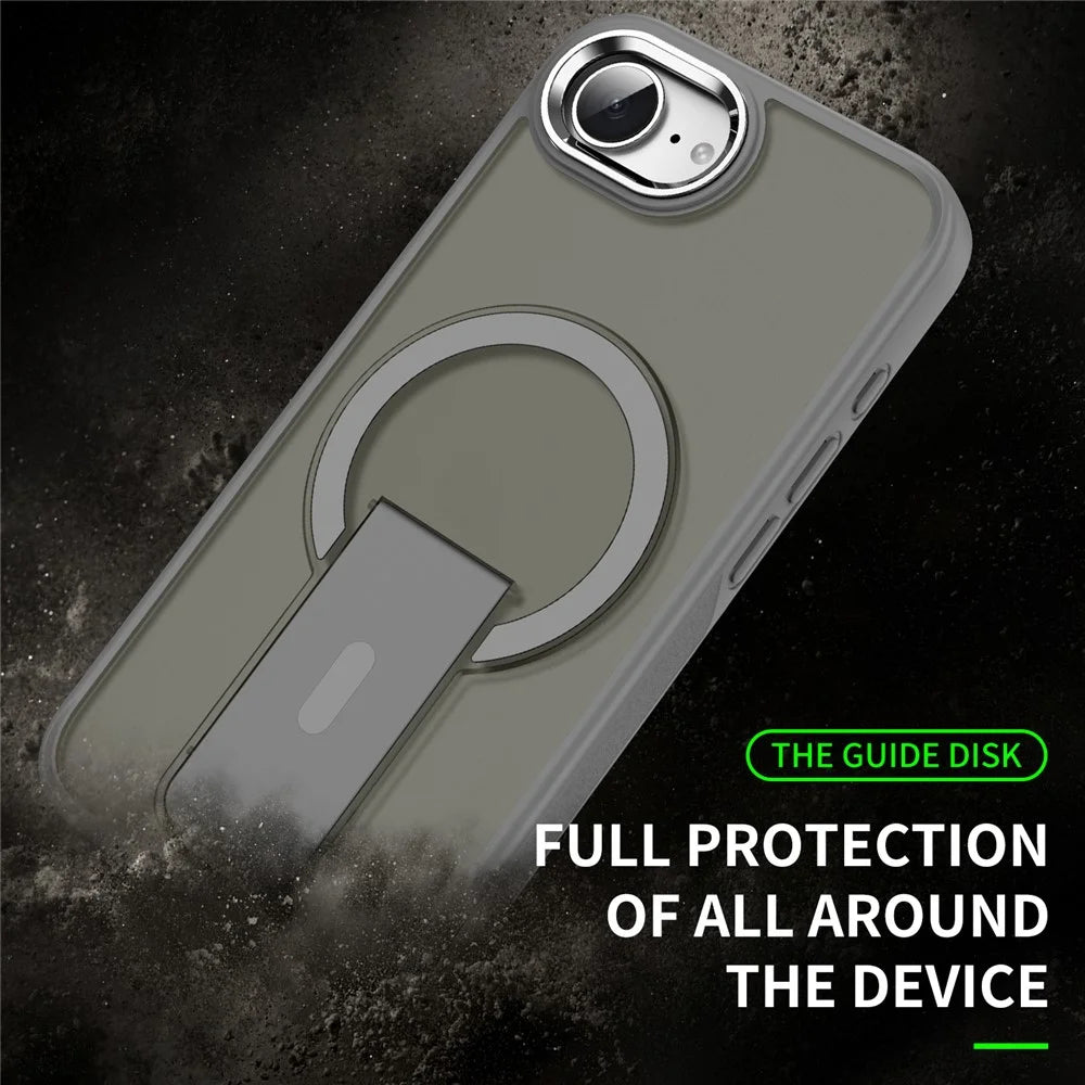 For iPhone 17e / 16e Case Compatible with MagSafe PC + TPU Phone Cover with Kickstand - Black - 4