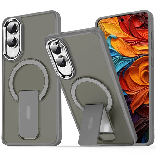 For Samsung Galaxy S25 Edge Magnetic Case PC + TPU Phone Cover with Kickstand - Titanium Grey - 1
