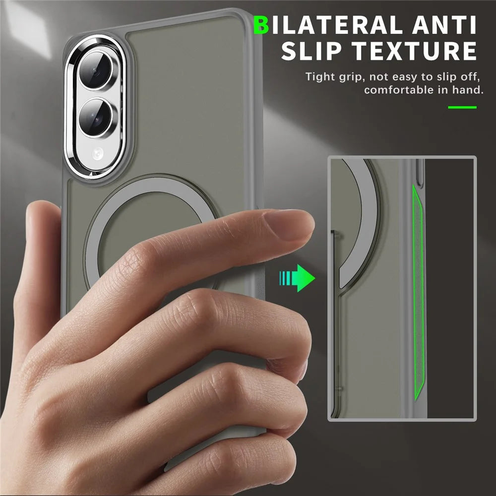 For Samsung Galaxy S25 Edge Magnetic Case PC + TPU Phone Cover with Kickstand - Titanium Grey - 4