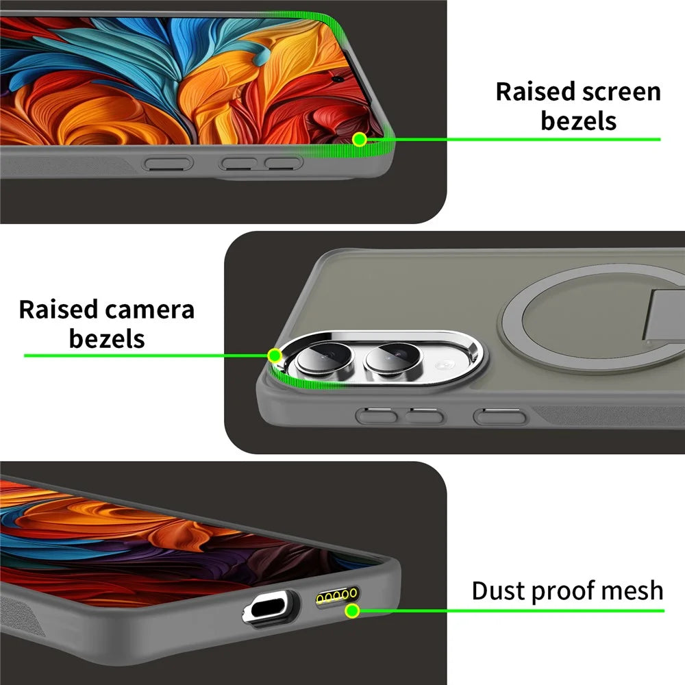 For Samsung Galaxy S25 Edge Magnetic Case PC + TPU Phone Cover with Kickstand - Titanium Grey - 7