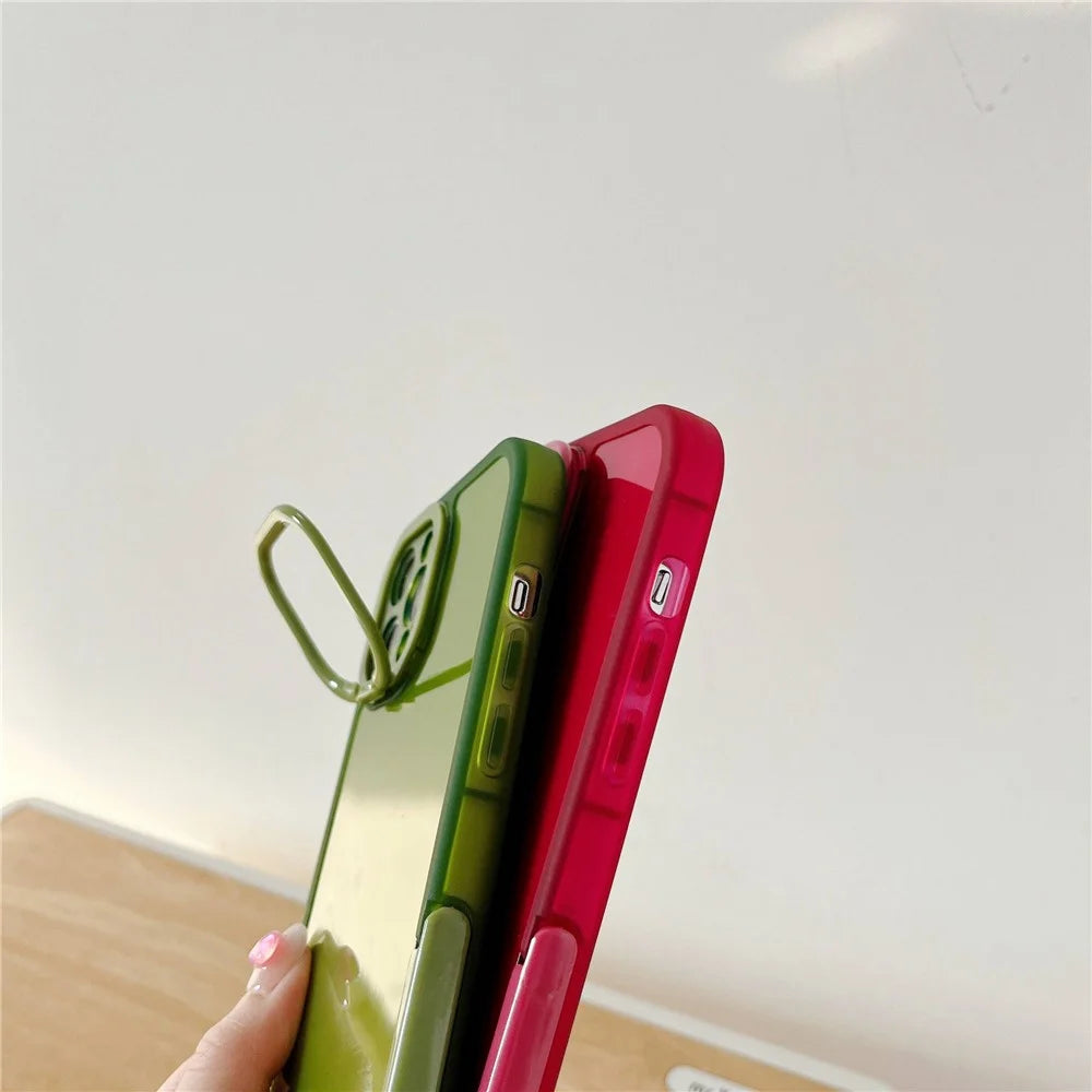 For iPhone 14 Pro Anti-fading Cell Phone Case Shell Kickstand Rear Camera Ring Slim Fit Phone Back Cover - Green - 5