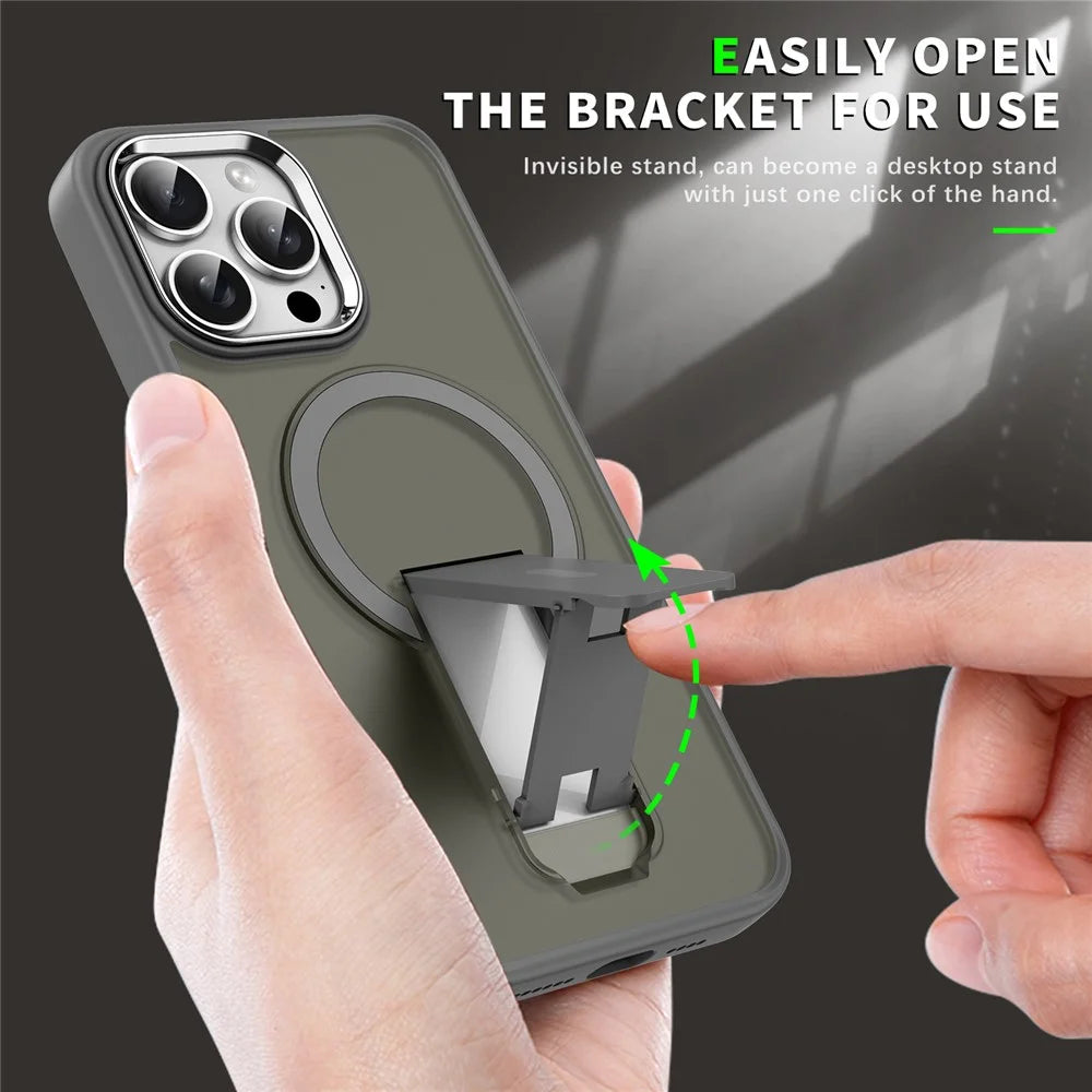 For iPhone 13 Pro Case Compatible with MagSafe PC + TPU Phone Cover with Kickstand - Titanium Grey - 6