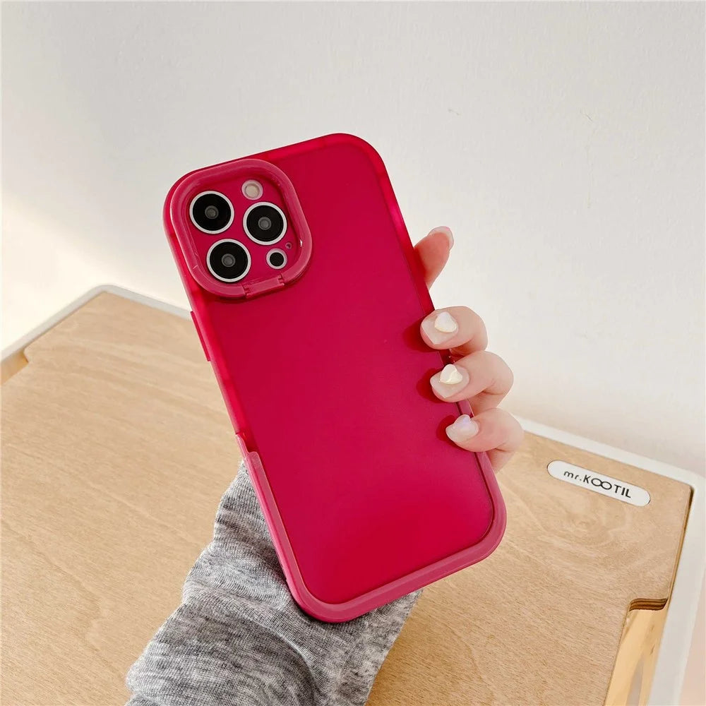 Anti-drop Phone Case for iPhone 14 Pro Max, Supporting Kickstand Camera Protection Phone Protective Back Cover - Red - 2