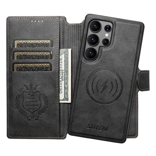 SUTENI Q-05 For Samsung Galaxy S25 Ultra Wallet Case 2 in 1 Detachable Leather Flip Phone Cover with Stand - Black - 2