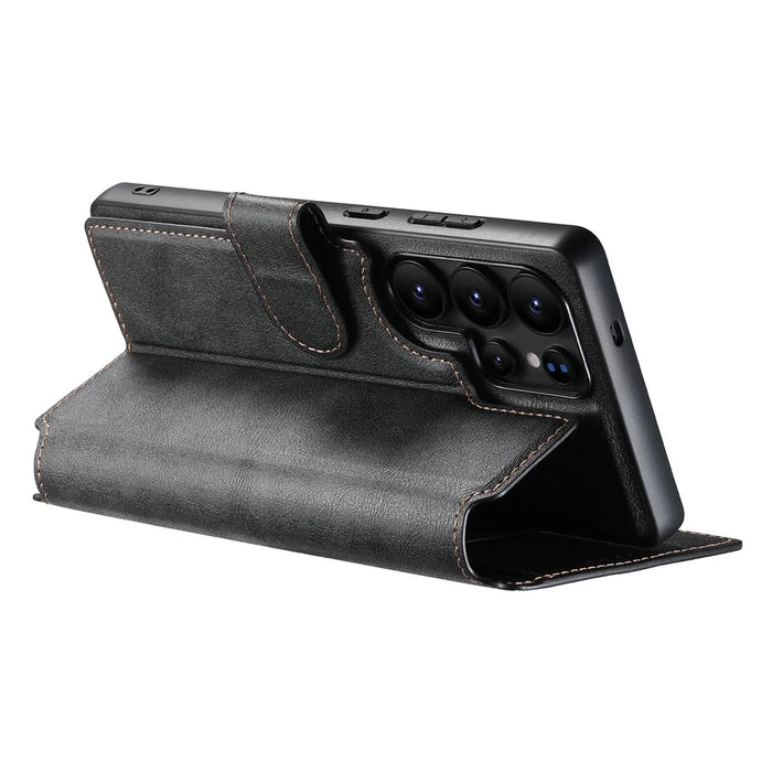 SUTENI Q-05 For Samsung Galaxy S25 Ultra Wallet Case 2 in 1 Detachable Leather Flip Phone Cover with Stand - Black - 4