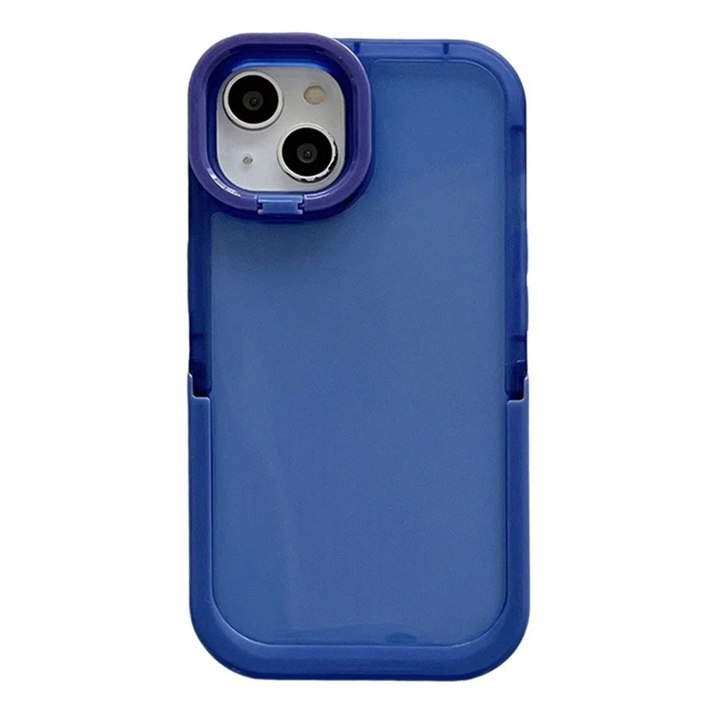 Cell Phone Case for iPhone 14 Plus, Scratch-resistant Kickstand Rear Camera Ring Phone Protective Back Cover - Blue - 1