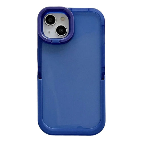 Cell Phone Case for iPhone 14 Plus, Scratch-resistant Kickstand Rear Camera Ring Phone Protective Back Cover - Blue - 1