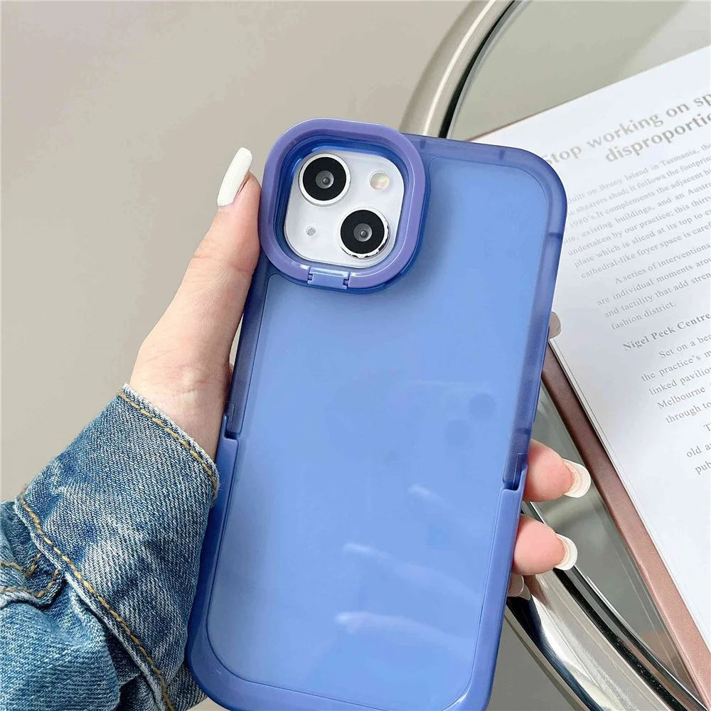 Cell Phone Case for iPhone 14 Plus, Scratch-resistant Kickstand Rear Camera Ring Phone Protective Back Cover - Blue - 2