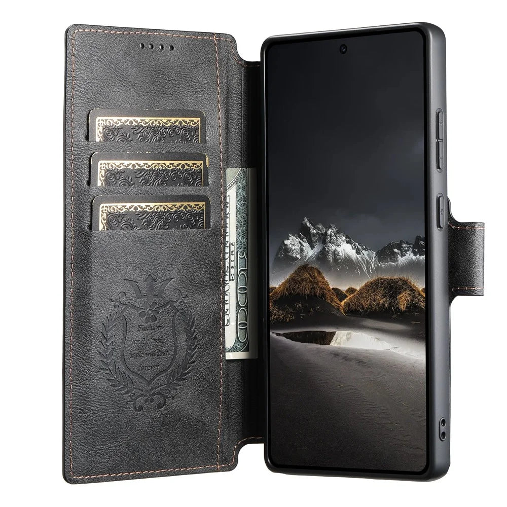 SUTENI Q-05 For Samsung Galaxy S22 Ultra 5G Wallet Case 2 in 1 Detachable Leather Flip Phone Cover with Stand - Black - 3