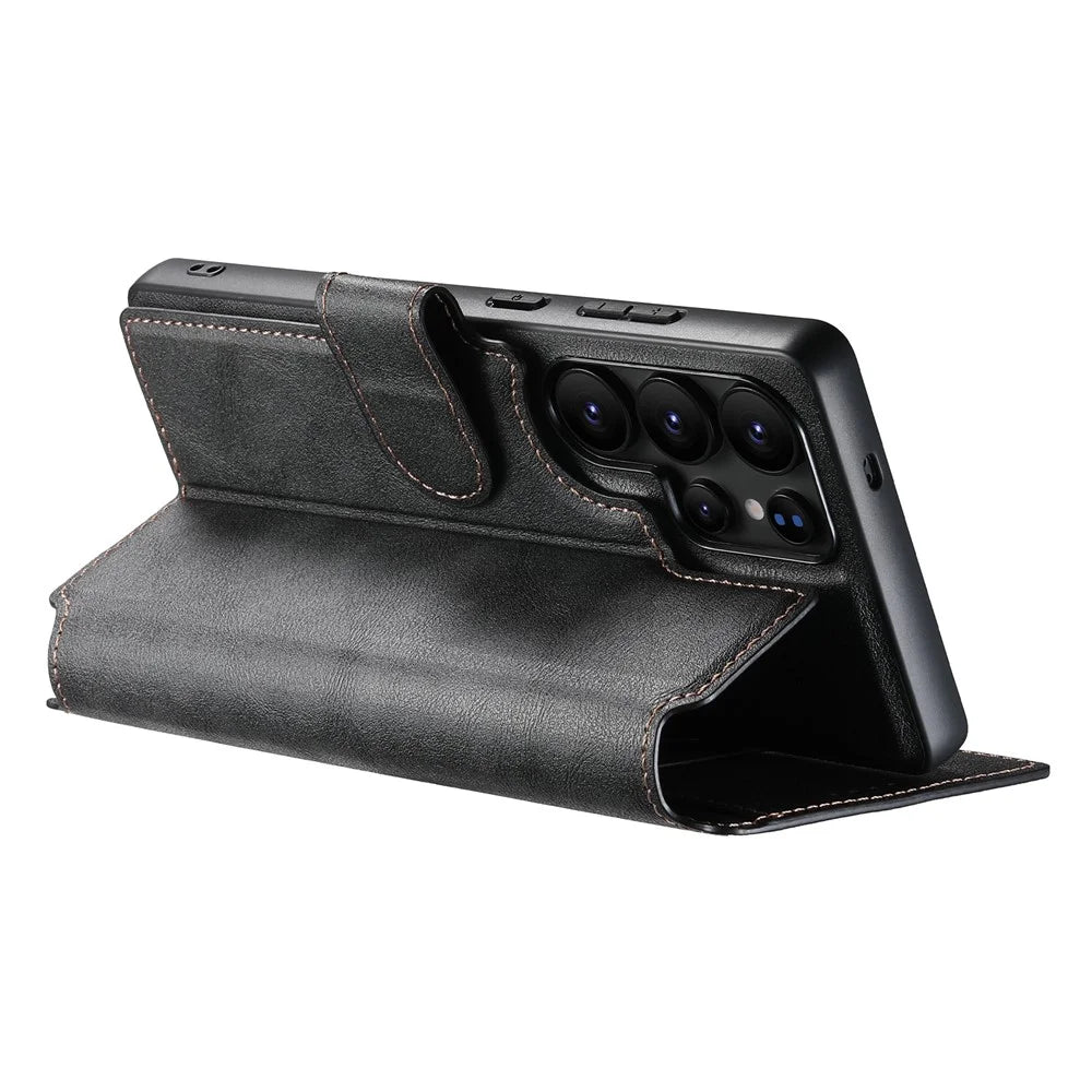 SUTENI Q-05 For Samsung Galaxy S22 Ultra 5G Wallet Case 2 in 1 Detachable Leather Flip Phone Cover with Stand - Black - 4