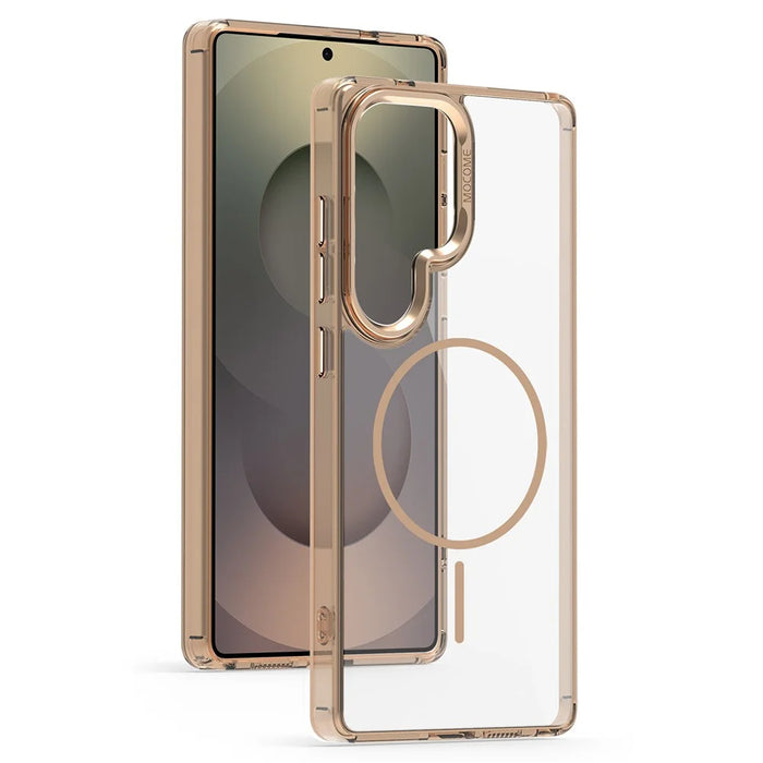 For Samsung Galaxy S25 Ultra Clear Magnetic Case TPU PC Phone Cover - Desert Gold - 2