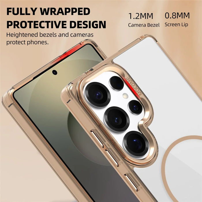 For Samsung Galaxy S25 Ultra Clear Magnetic Case TPU PC Phone Cover - Desert Gold - 7