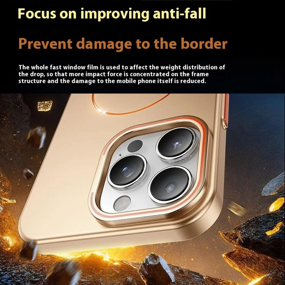 For iPhone 16 Pro Max Case Compatible with MagSafe Lens Kicktand Hard PC Phone Cover - Desert Gold - 4