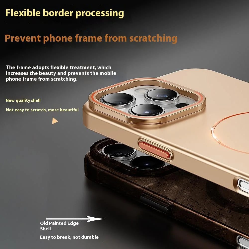 For iPhone 16 Pro Case Compatible with MagSafe Lens Kicktand Hard PC Phone Cover - Desert Gold - 5