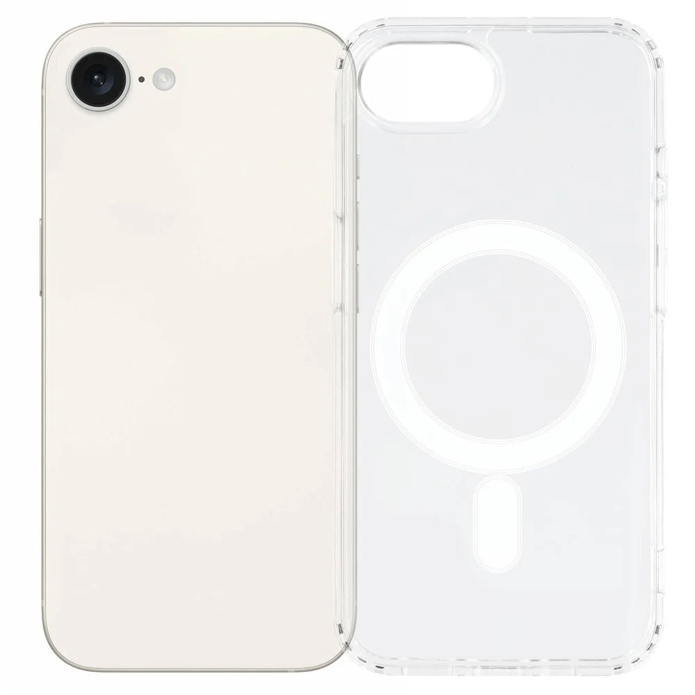 For iPhone 17e / 16e Magnetic Case Acrylic+TPU Clear Phone Cover - 1