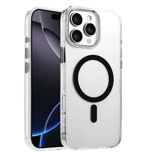 For iPhone 16 Pro Case Compatible with MagSafe Clear PC + TPU Sealed Magnetic Phone Cover - Black - 1