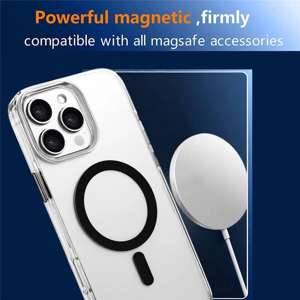 For iPhone 16 Pro Case Compatible with MagSafe Clear PC + TPU Sealed Magnetic Phone Cover - Black - 3