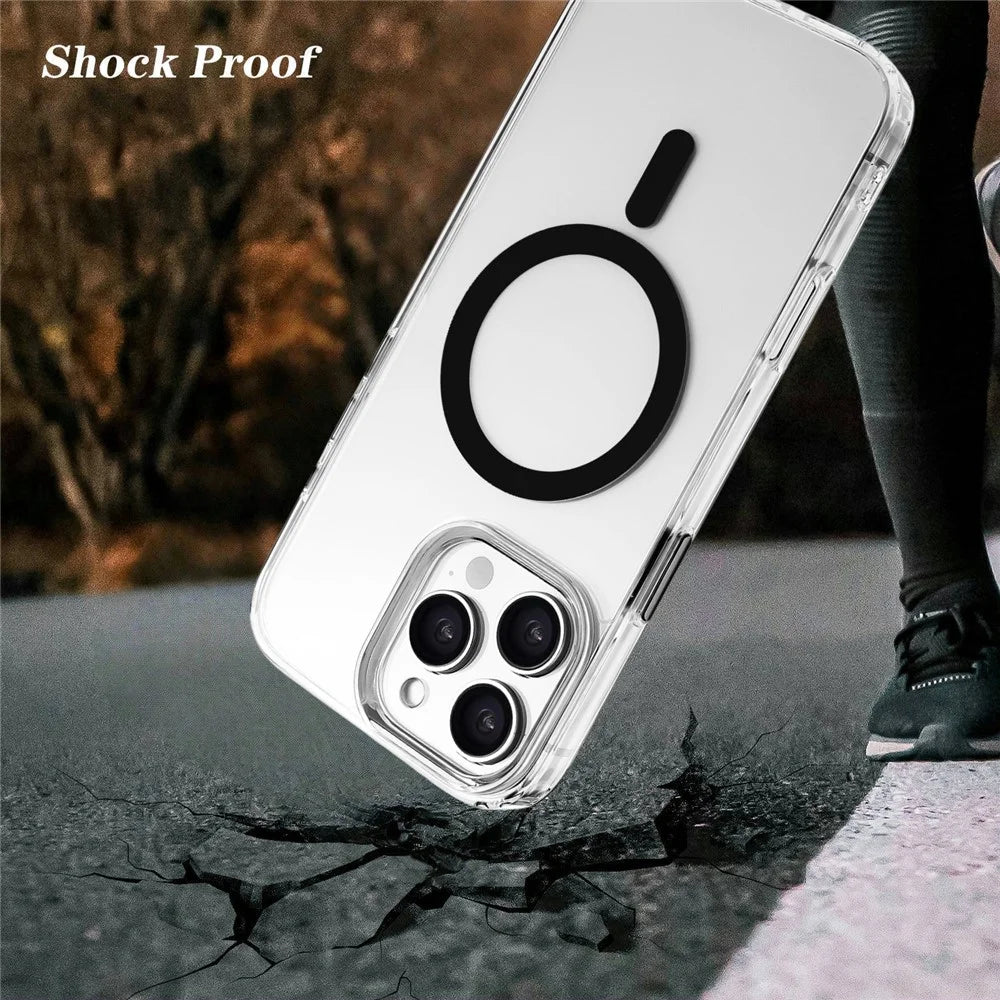 For iPhone 16 Pro Case Compatible with MagSafe Clear PC + TPU Sealed Magnetic Phone Cover - Black - 4