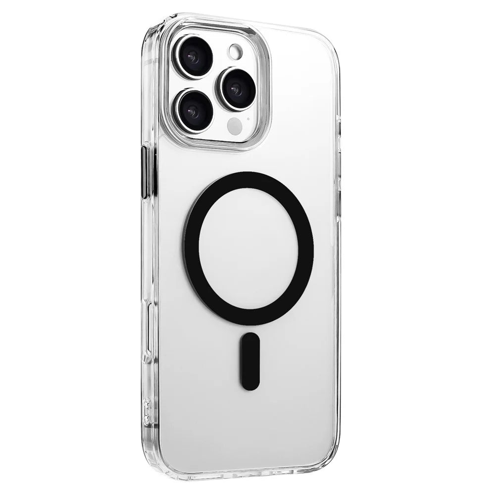 For iPhone 16 Pro Max Case Compatible with MagSafe Clear PC + TPU Sealed Magnetic Phone Cover - Black - 6