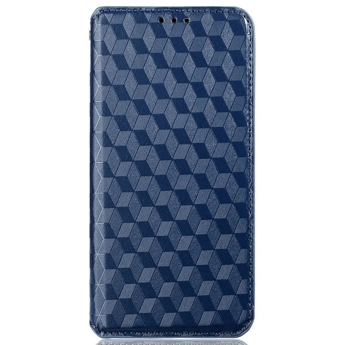 Anti-scratch Phone Case For Google Pixel 7 Pro 5G, Magnetic Auto Closing Phone Shell Stand Imprinted Rhombus Pattern PU Leather Flip Wallet Cover - Blue - 6