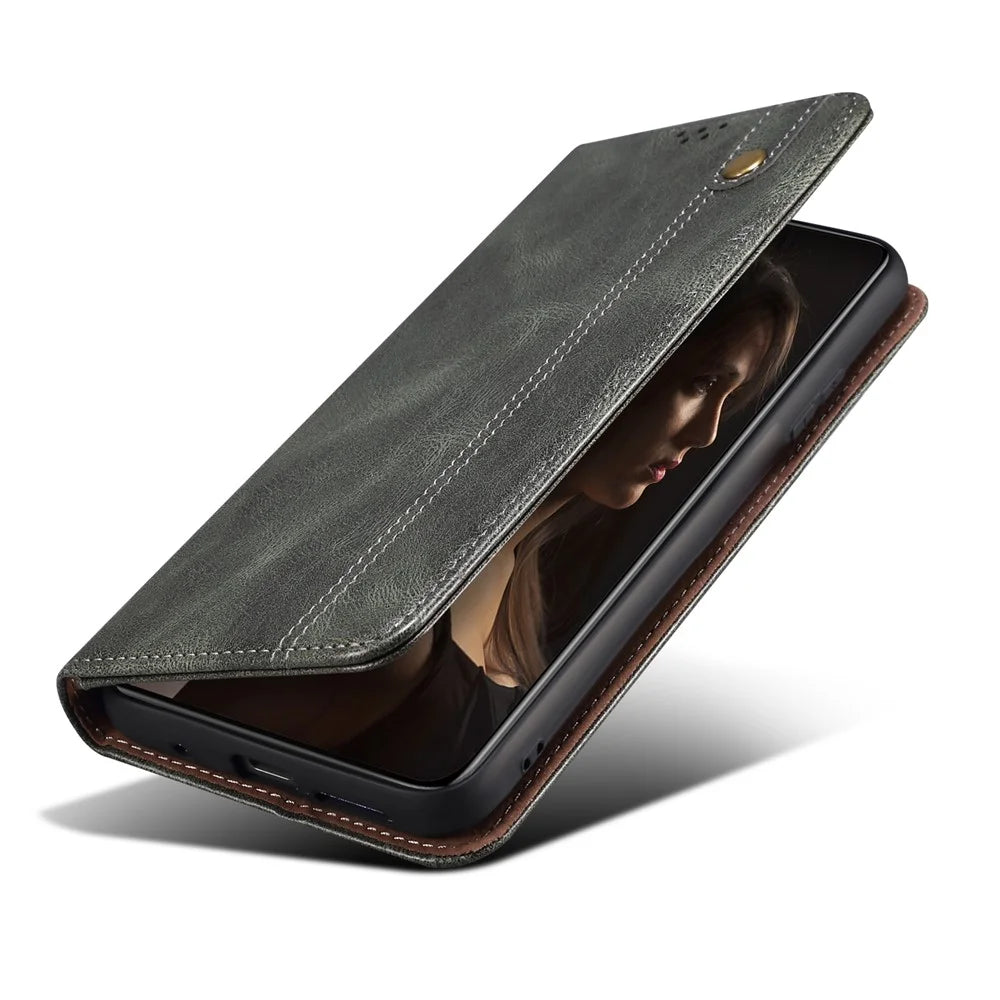 For Nothing Phone (3a) Case Crazy Horse Texture Waxy Leather Wallet Stand Phone Cover - Green - 4