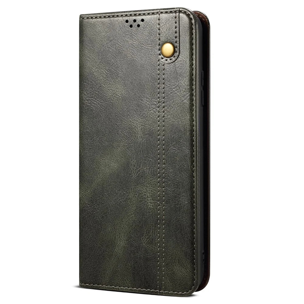For Nothing Phone (3a) Case Crazy Horse Texture Waxy Leather Wallet Stand Phone Cover - Green - 5