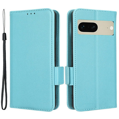 Drop-proof Phone Cover for Google Pixel 7 5G, Full Protection PU Leather Dual Magnetic Clasp Phone Case with Wallet Stand - Baby Blue - 1