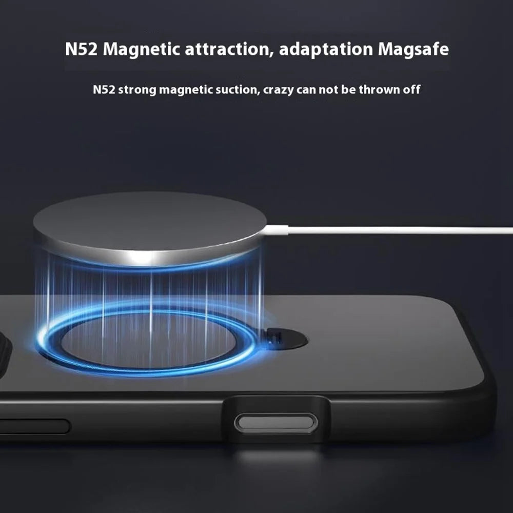 For iPhone 16 Pro Max Magnetic Case Rotating Kickstand TPU + PC Phone Back Cover - Black - 6